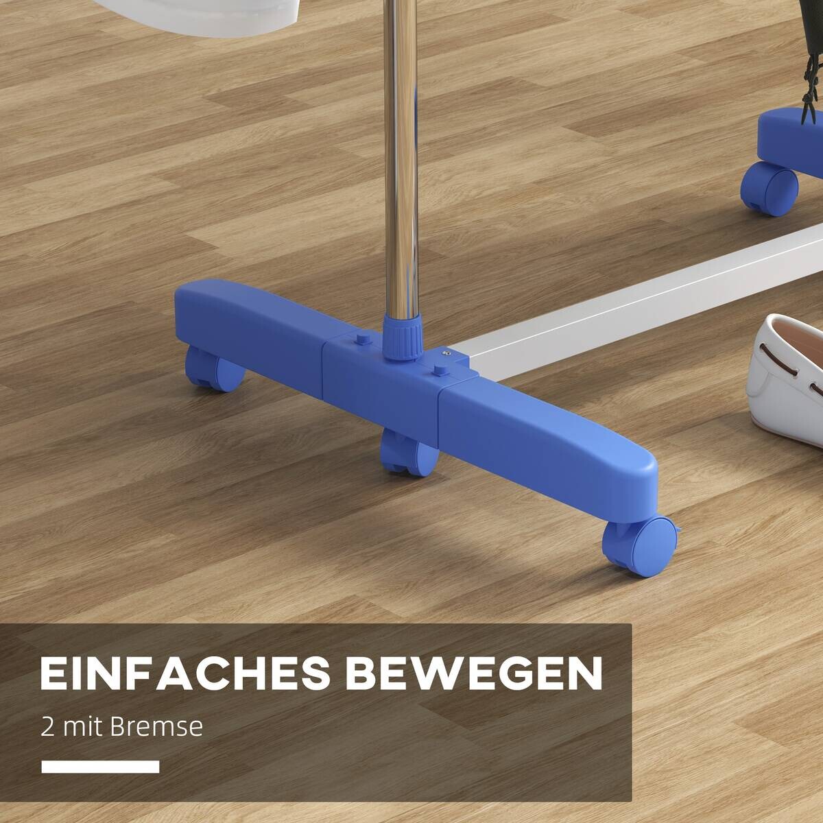 HOMCOM Wäscheständer blau Kunststoff B/H/L: ca. 55x142x152 cm