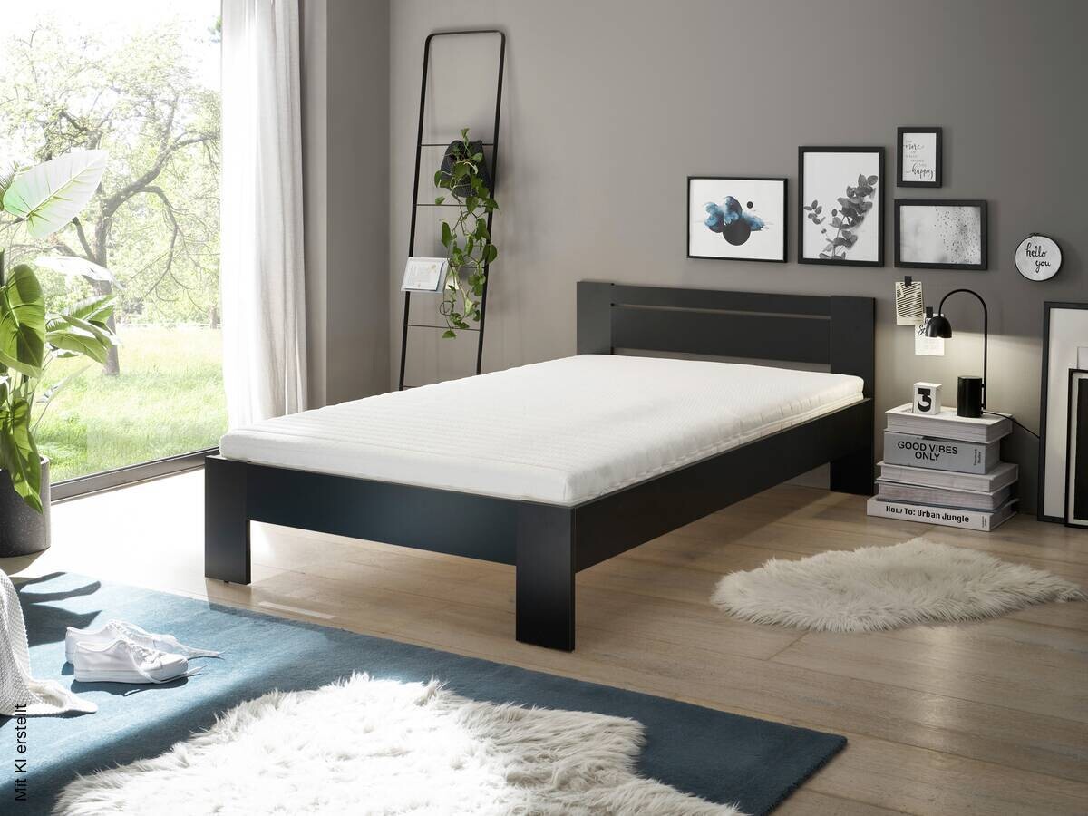 Futonbett Cannes schwarz Liegefläche B/L: ca. 120x200 cm