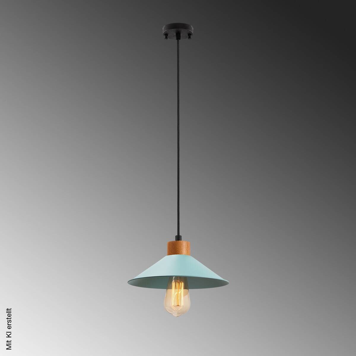 Opviq Pendelleuchte blau Holz B/H/T/L: ca. 103x103x24x103 cm E27 1 Brennstellen
