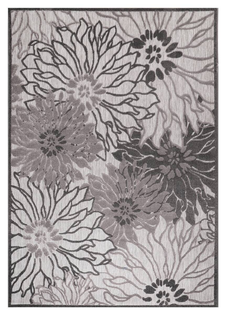 Sanat Outdoorteppich FLORAL grau B/L: ca. 140x200 cm