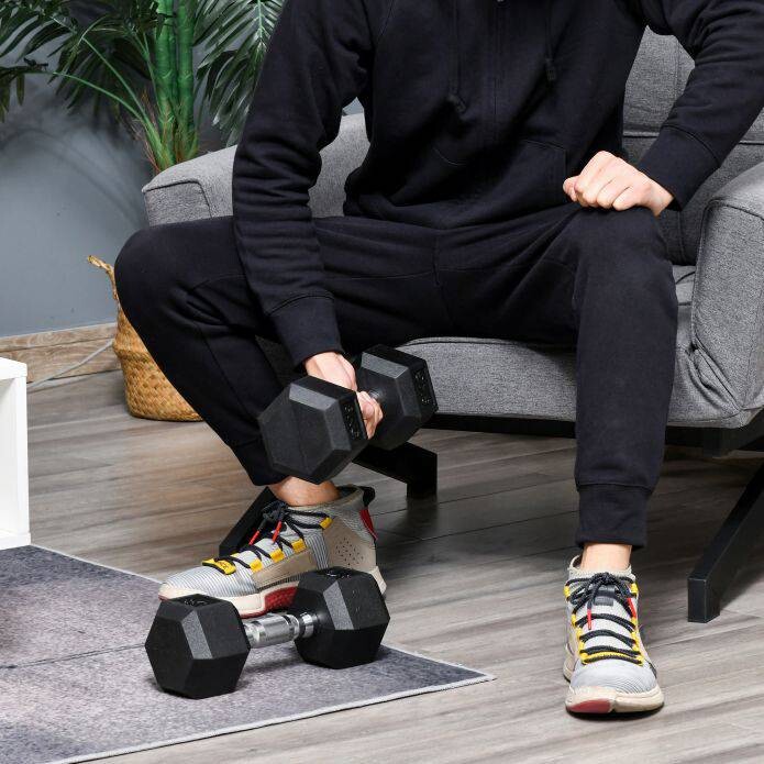 HOMCOM Kurzhantelset schwarz Gummi B/H/L: ca. 12,7x30,5x12,7 cm