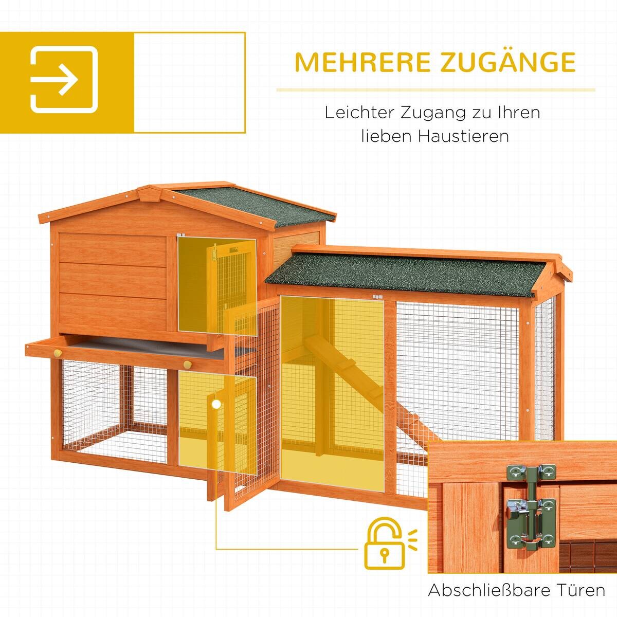 PawHut Kaninchenstall orange Holz B/H/L: ca. 45x85x150 cm