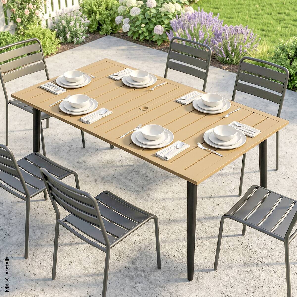 Outsunny Gartentisch braun Metall B/H/L: ca. 90x73x150 cm