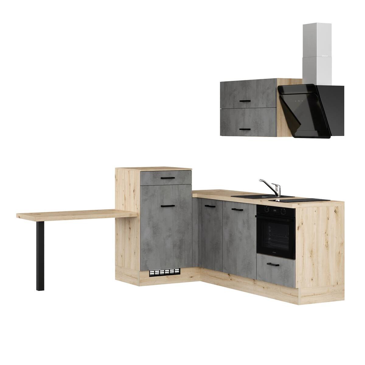 Winkelküche IKZ13509H Beton B/L: ca. 225x241 cm