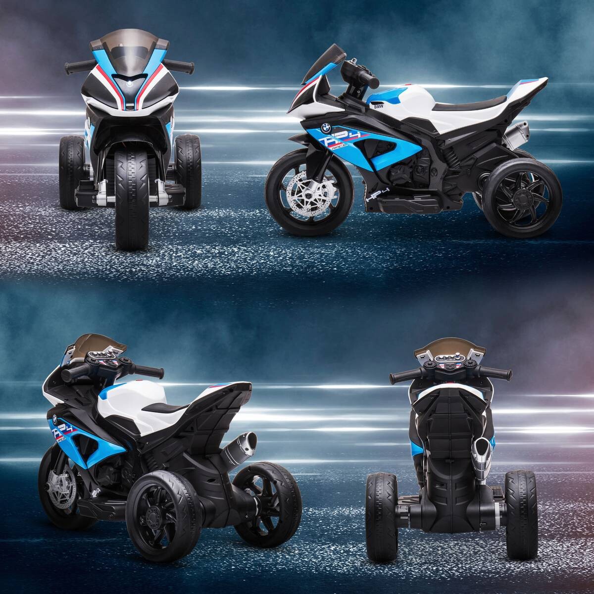 HOMCOM Kinder-Elektromotorrad blau B/H/L: ca. 42x54x82,5 cm