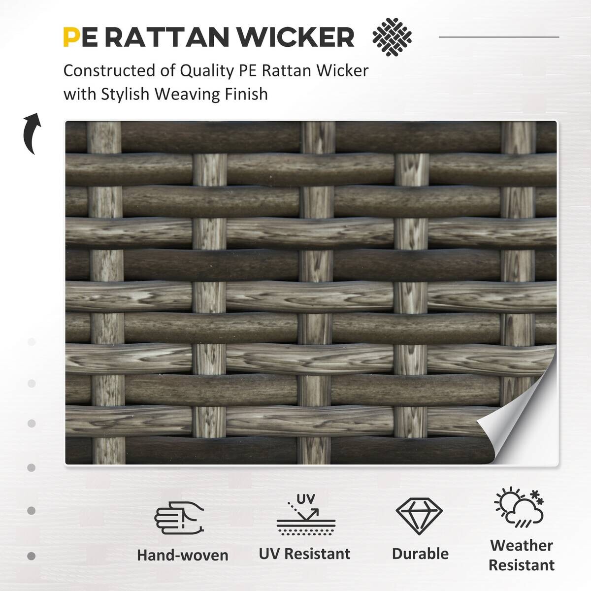 Outsunny Gartensofa grau Polyrattan B/H/L: ca. 70x130x80 cm