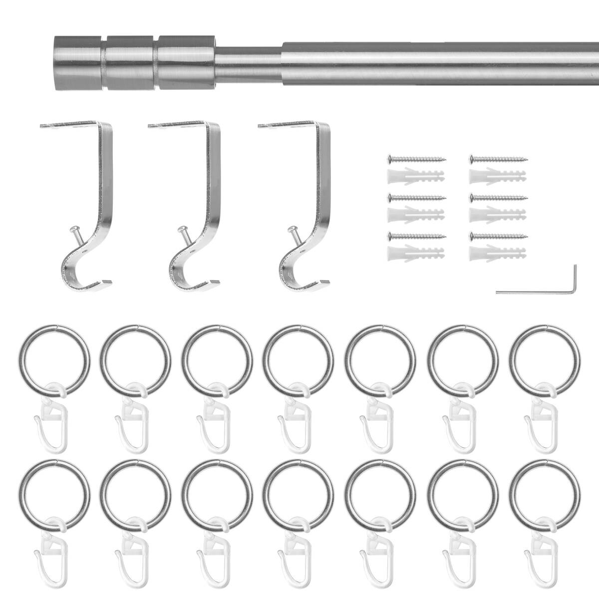LICHTBLICK Gardinenstange Zylinder Chrom Metall D: ca. 2 cm ausziehbar von ca. 130 bis 240 cm 1.0 Läufe
