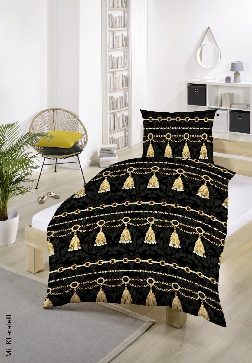 Microfaser Bettwäsche schwarz Polyester B/L: ca. 135x200 cm