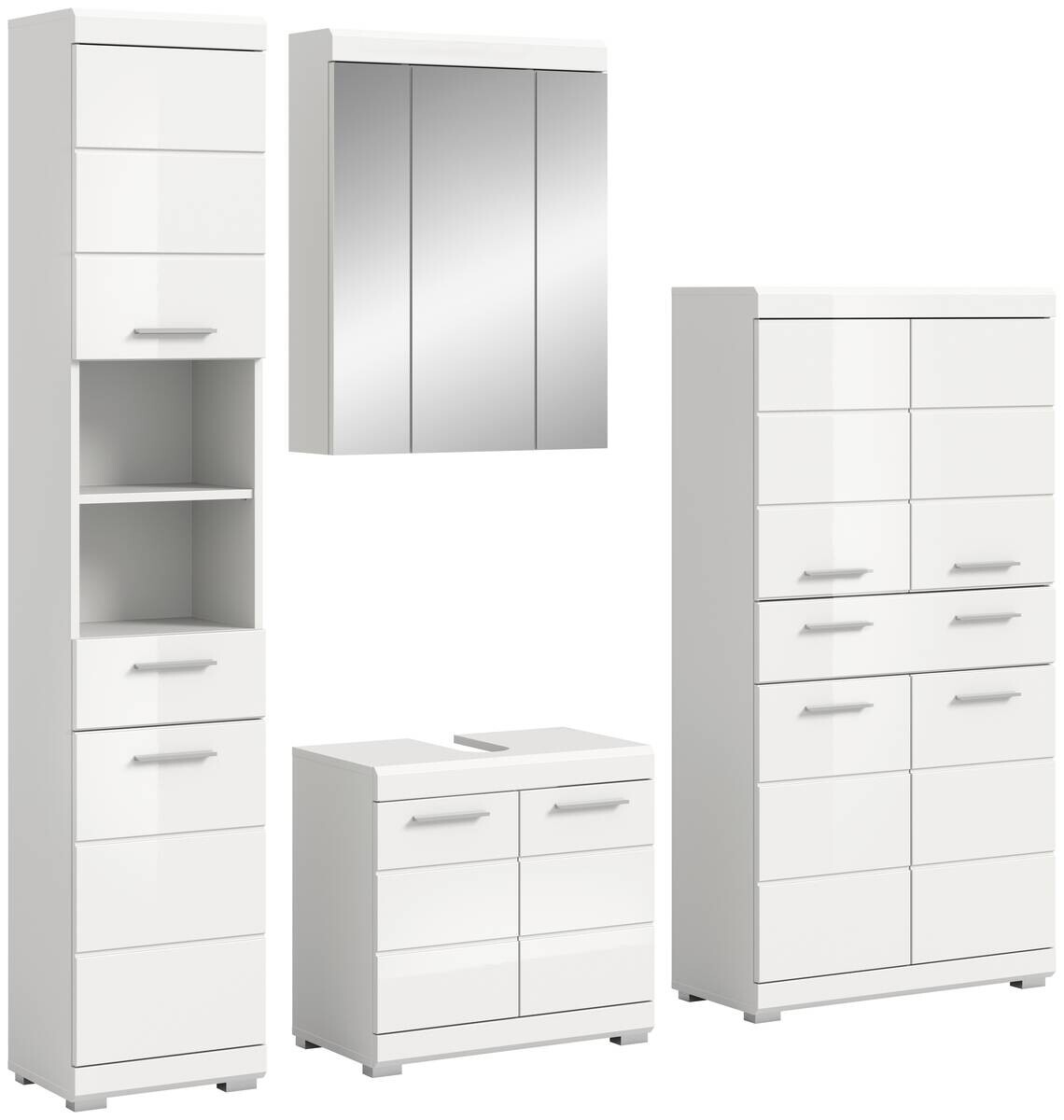 Badezimmer-Set Scout weiß weiß Hochglanz B/H/T: ca. 186x191x34 cm