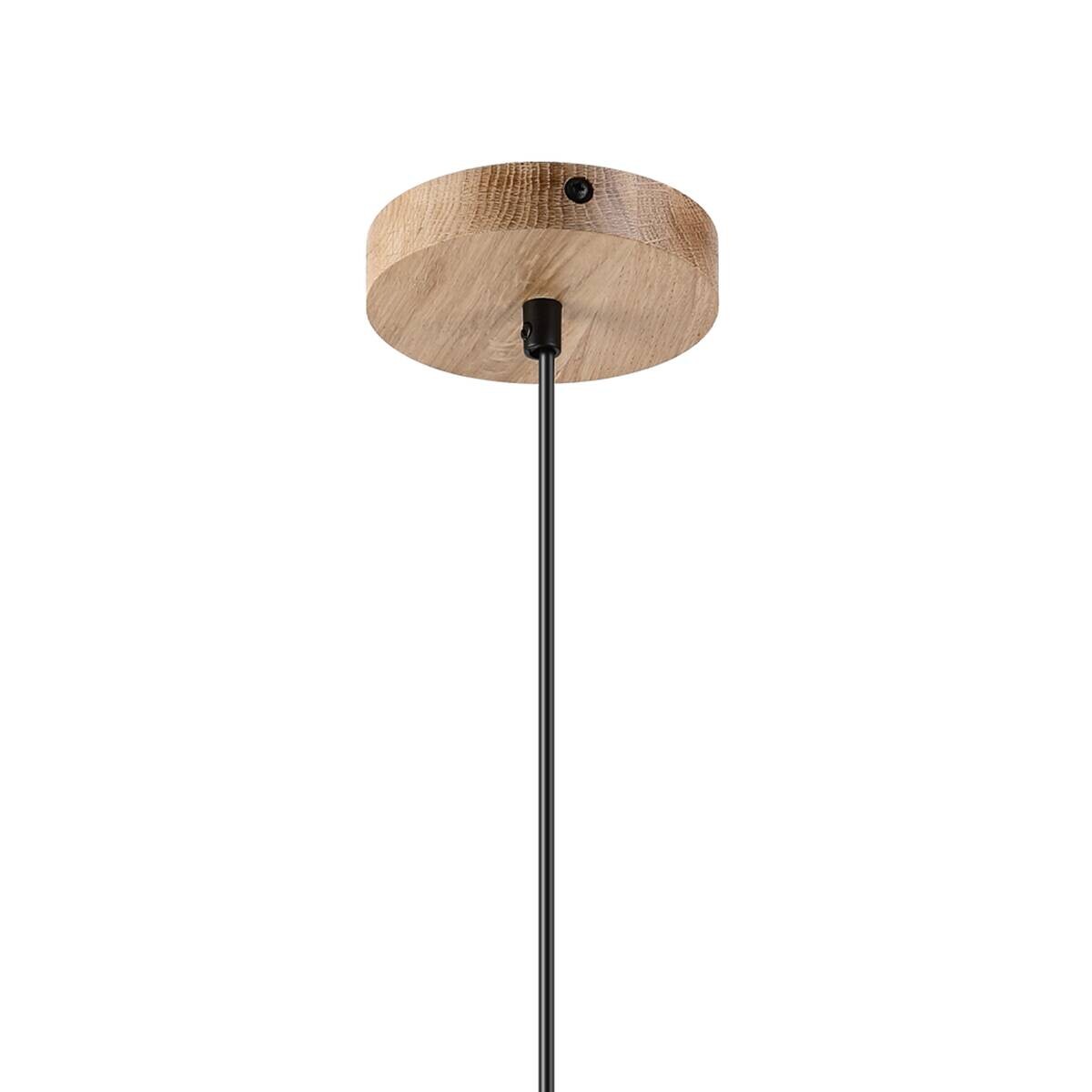 Lamkur Pendelleuchte Eiche Glas B/H/L: ca. 28x115x28 cm E27 1 Brennstellen