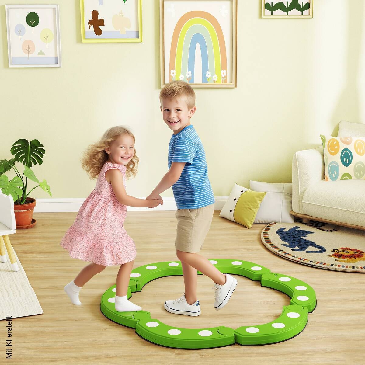 AIYAPLAY Kinder Schwebebalken grün B/H/L: ca. 101x7x101 cm