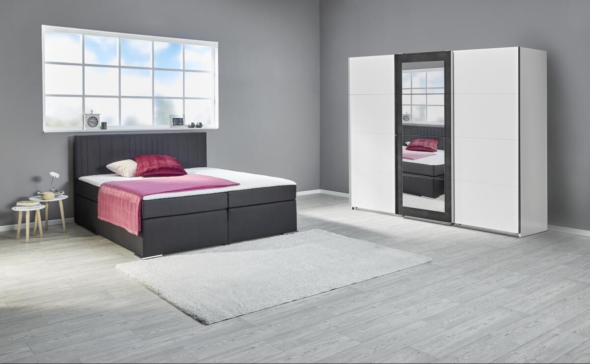 Schwebetürenschrank Minden weiß Graphit B/H/T: ca. 270x210x65 cm