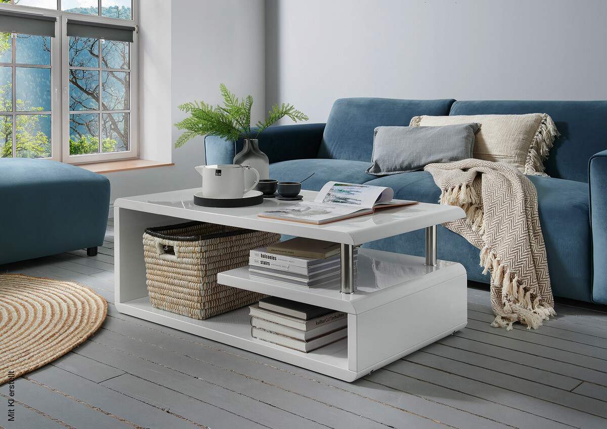 Couchtisch Pico weiß Hochglanz lackiert B/H/T: ca. 110x42x60 cm