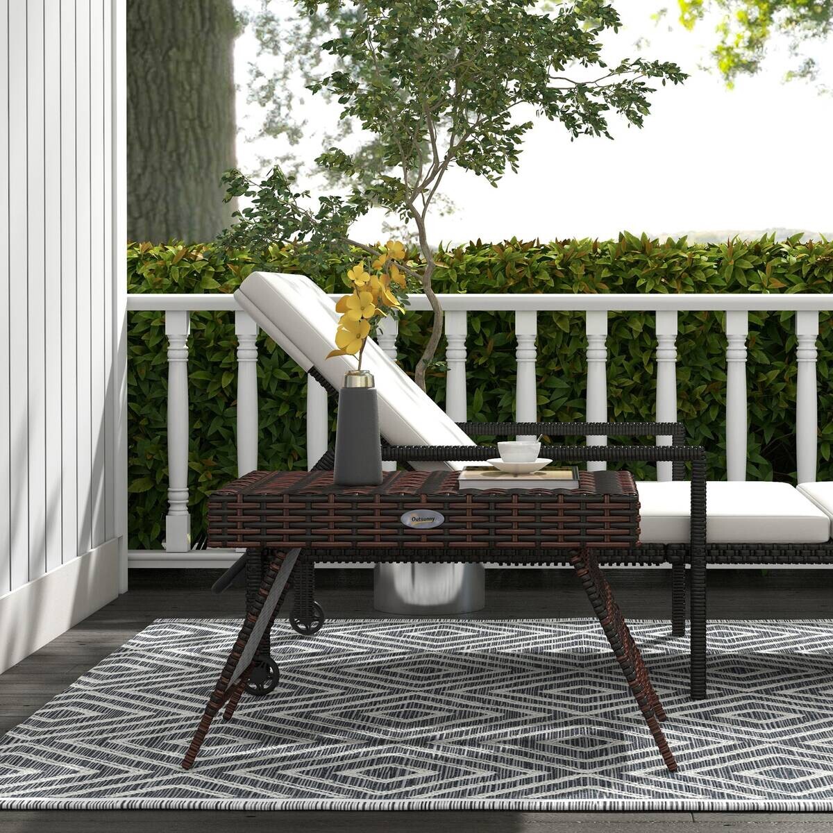 Outsunny Beistelltisch braun Polyrattan B/H/L: ca. 41x60x41 cm