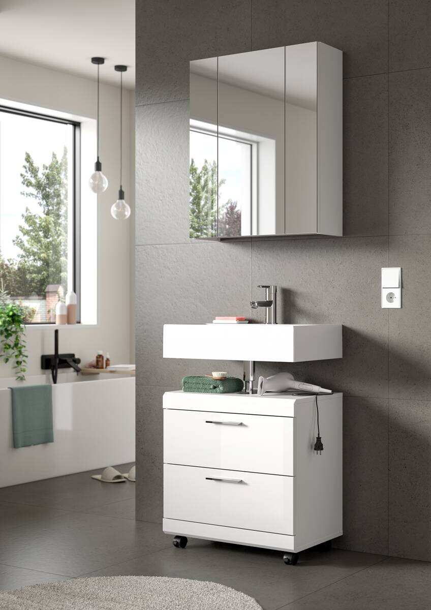 Badezimmer-Set Scout weiß weiß Hochglanz B/H/T: ca. 60x191x37 cm