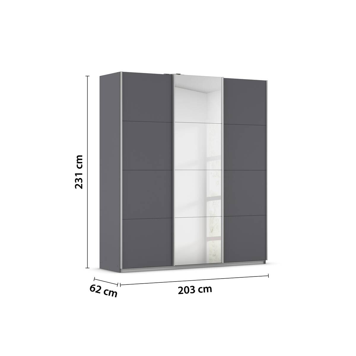 Kleiderschrank Kulmbach grau B/H/T: ca. 203x229x62 cm