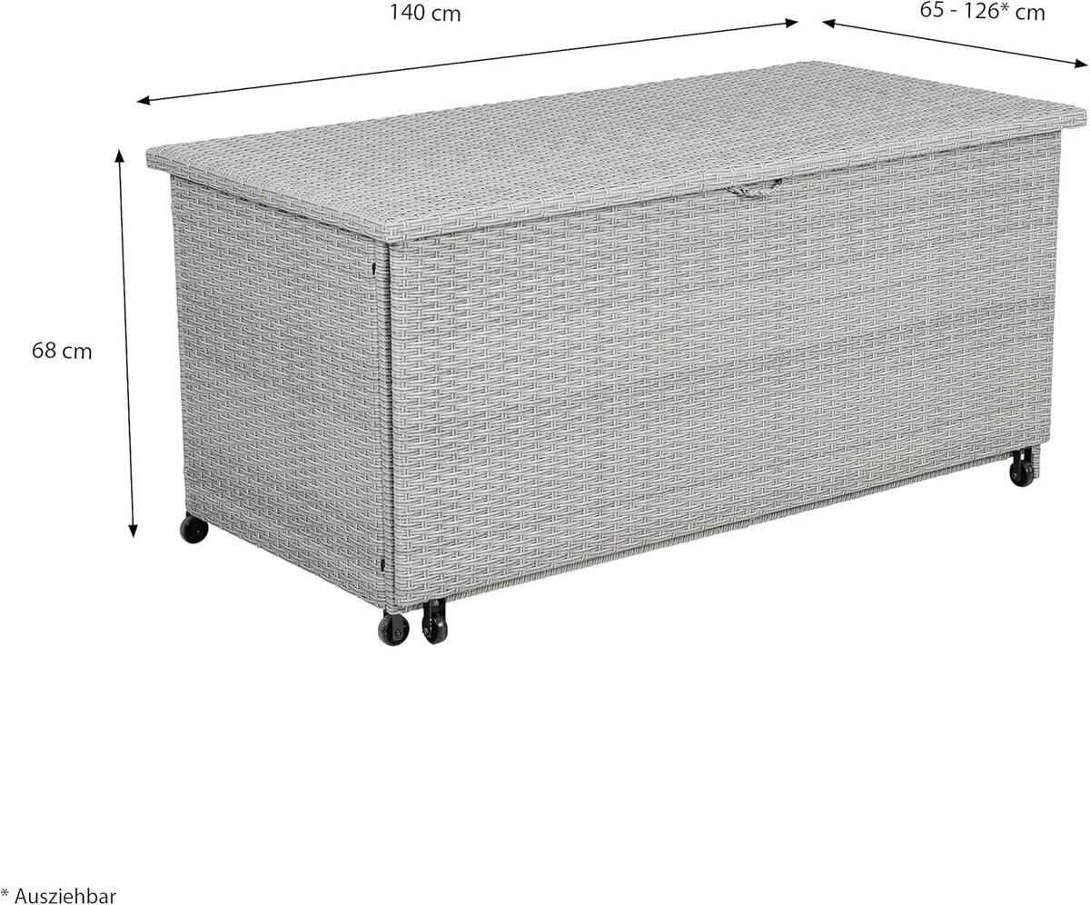 Greemotion Auflagenbox zum Ausziehen grau Stahl B/H/L: ca. 142x68x72 cm