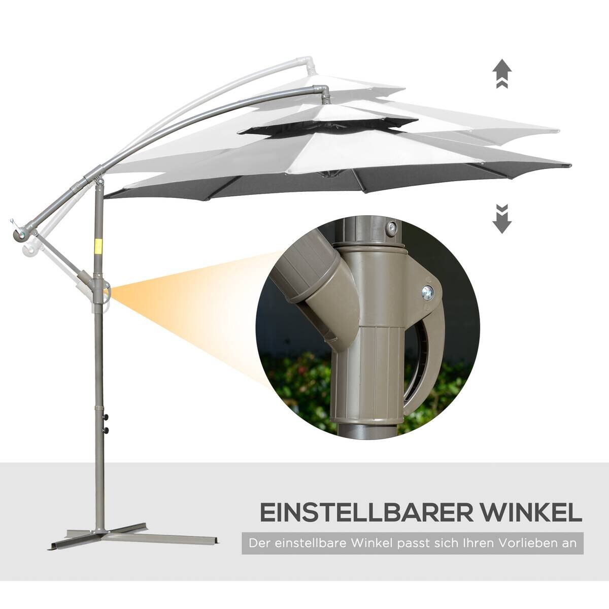 Outsunny Sonnenschirm hellgrau Polyester H/D: ca. 245x267 cm