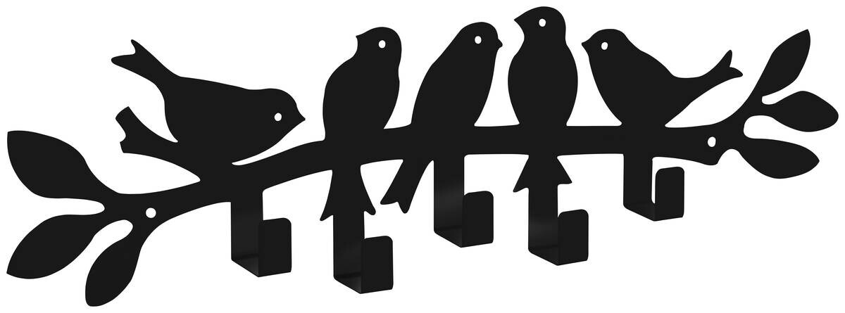 Garderobenleiste Birds schwarz Metall B/H/T: ca. 48x14x4 cm