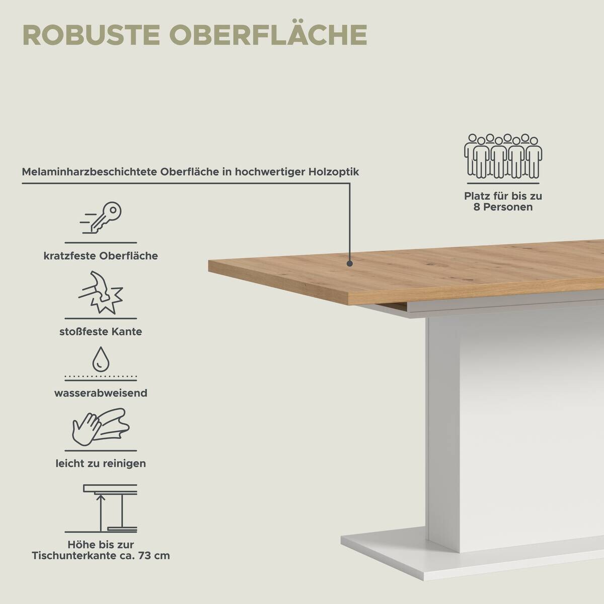 Esstisch MOTION weiß Artisan Nachbildung B/H/T: ca. 150x76x90 cm