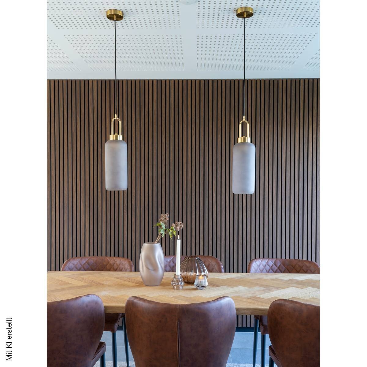 Housenordic Pendelleuchte 6406115 messing grau Stahl Rauchglas L/D: ca. 150x13 cm 1 Brennstellen