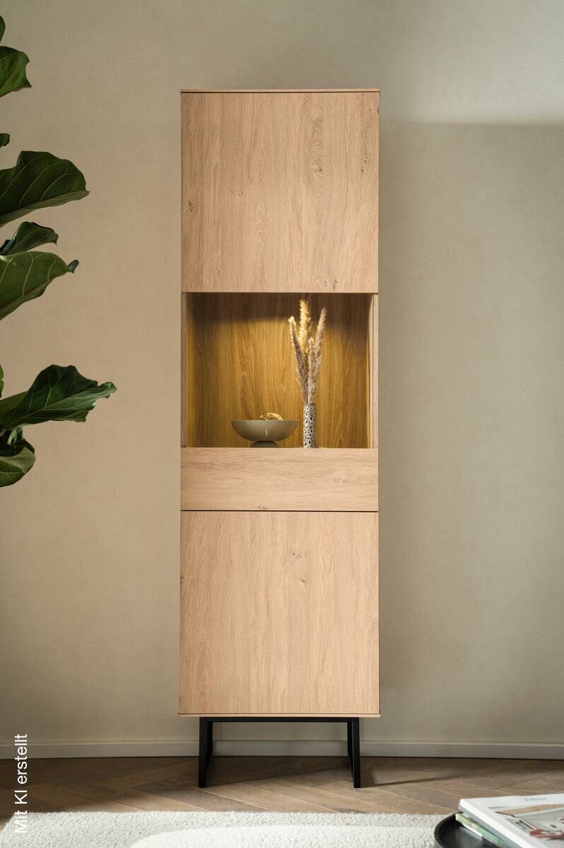 Vitrine Kalmar Oak Stone Nachbildung B/H/T: ca. 58x200x40 cm