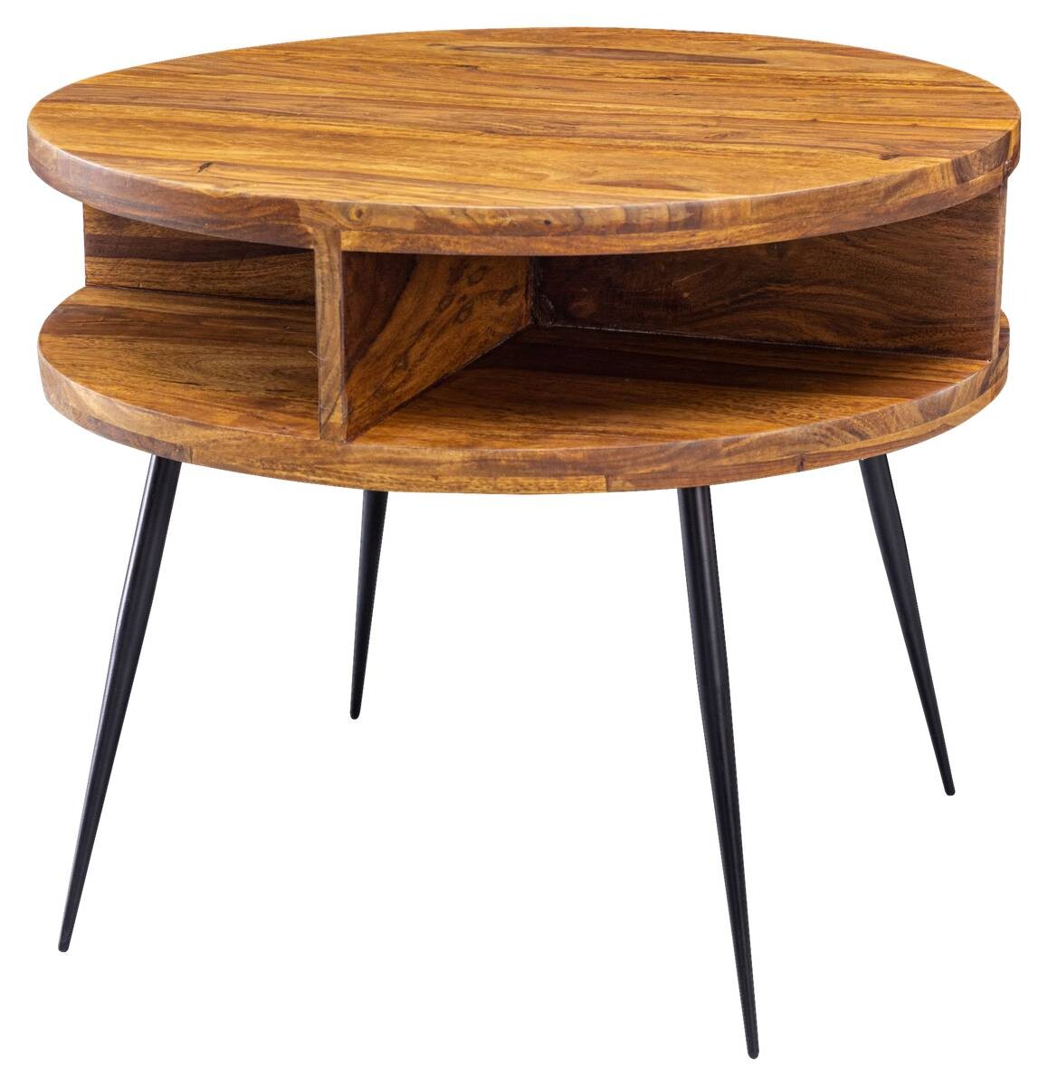 Wohnling Couchtisch natur schwarz Echtholz Edelstahl