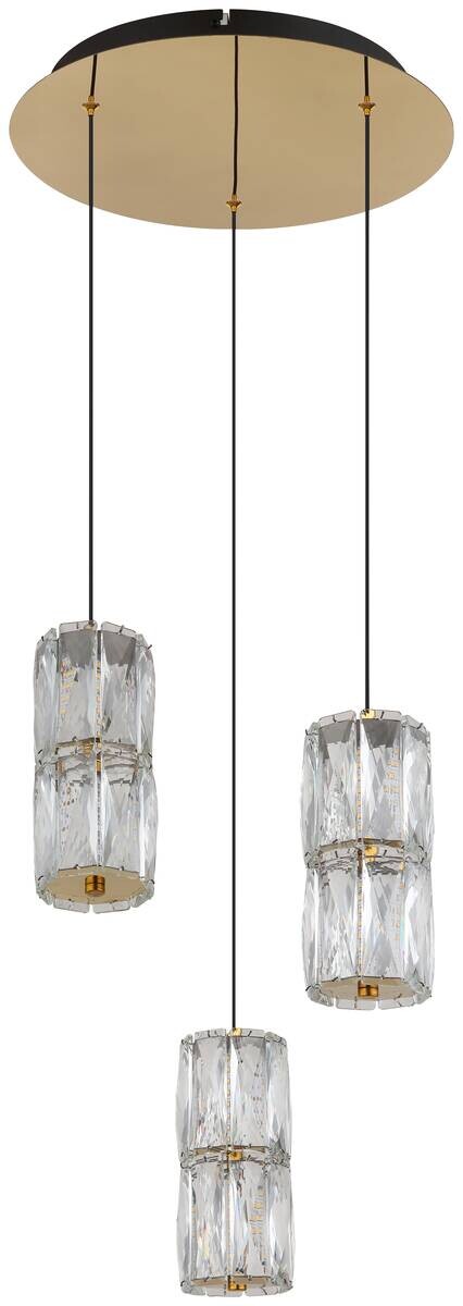 GLOBO Pendelleuchte mattschwarz klar gold Glas Metall H/D: ca. 150x36 cm 1.0 Brennstellen