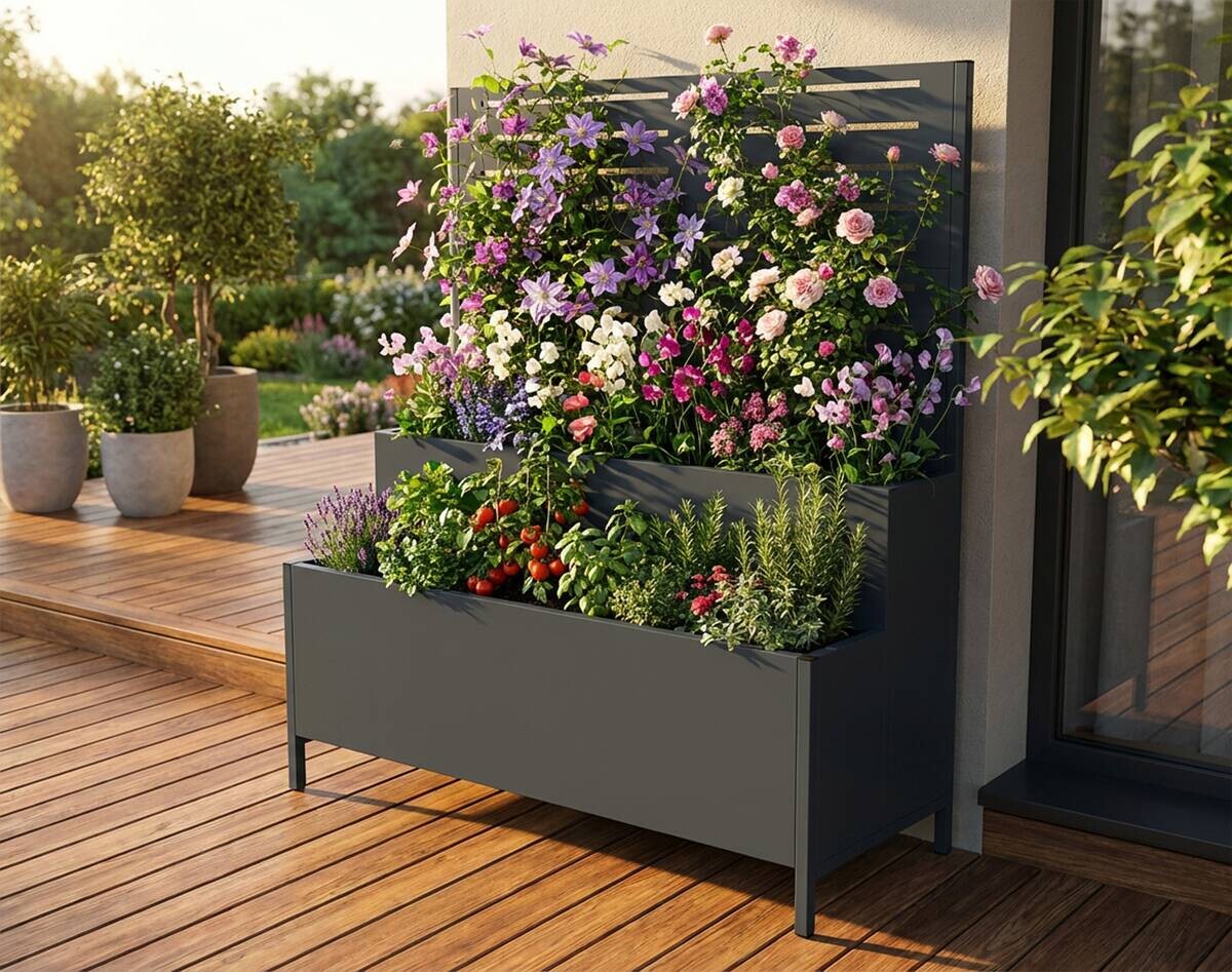 Westmann Pflanzkasten Dekora anthrazit Stahl B/H/L: ca. 90x120x40 cm