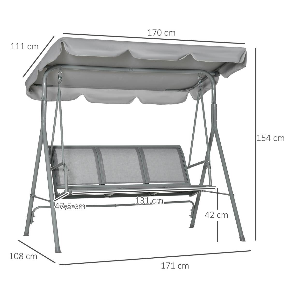 Outsunny Hollywoodschaukel creme Polyester B/H/L: ca. 110x153x170 cm