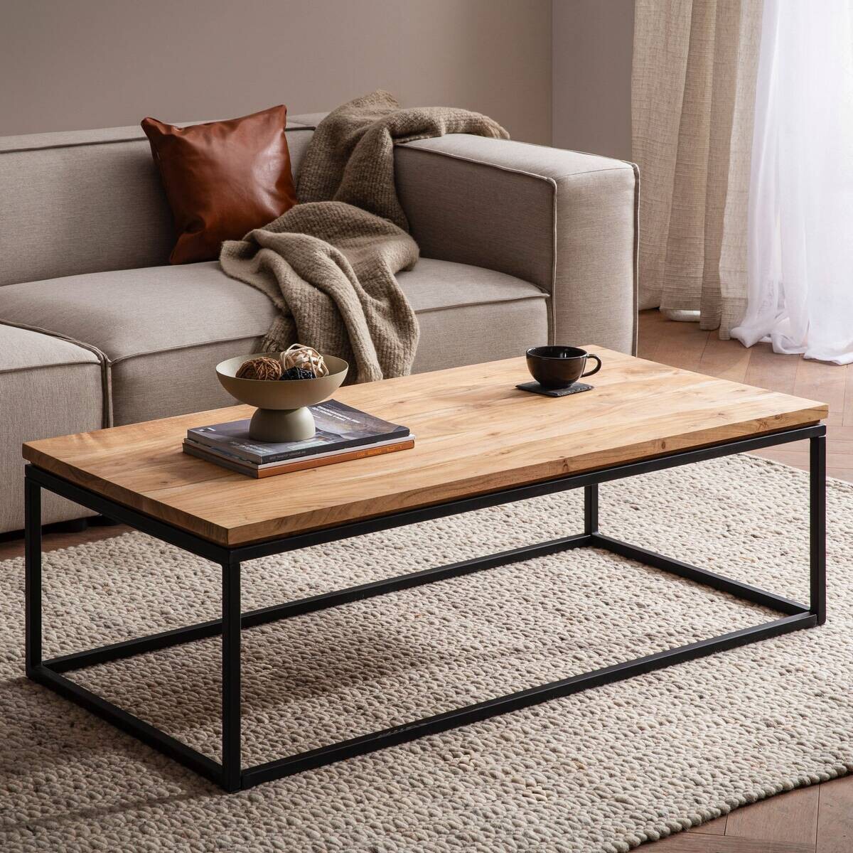 Wohnling Couchtisch braun Akazie B/H/T: ca. 120x40x60 cm