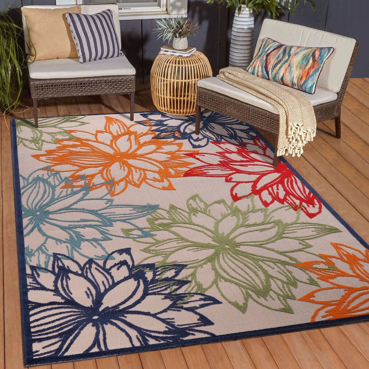 Sanat Outdoorteppich FLORAL bunt B/L: ca. 140x200 cm
