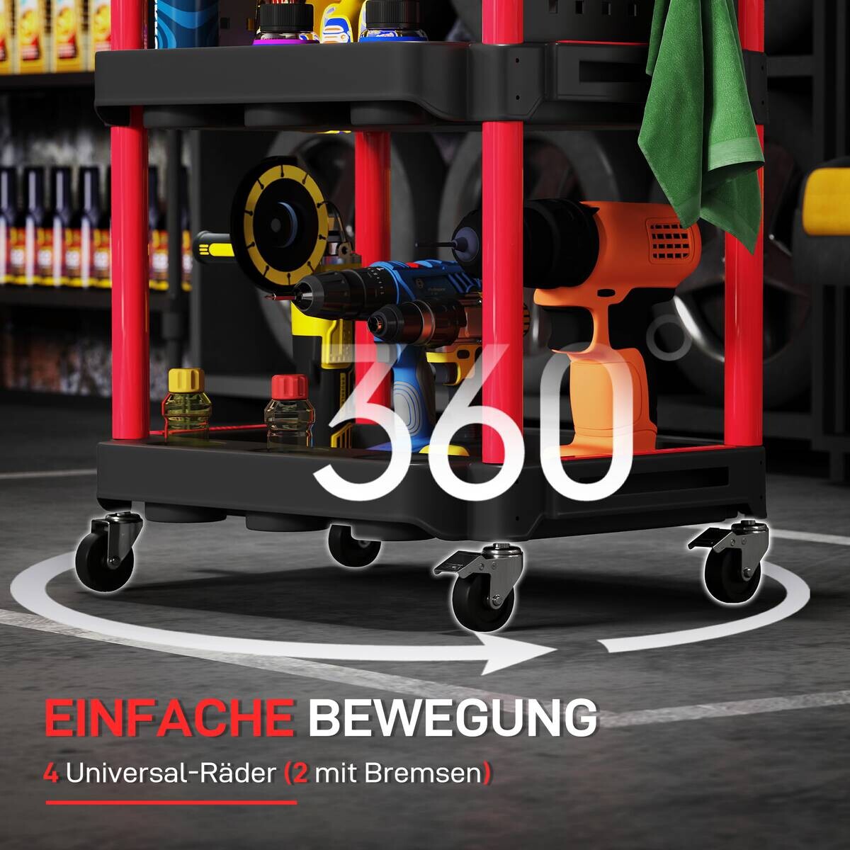 Werkstattwagen schwarz B/H/L: ca. 47,5x89x56,5 cm