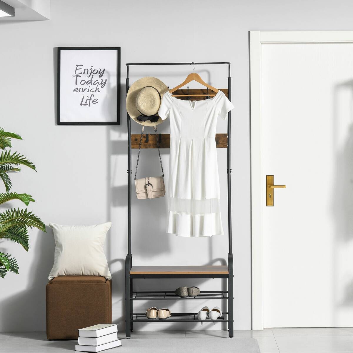 HOMCOM Garderobe schwarz Polypropylen B/H/L: ca. 34x72x185 cm