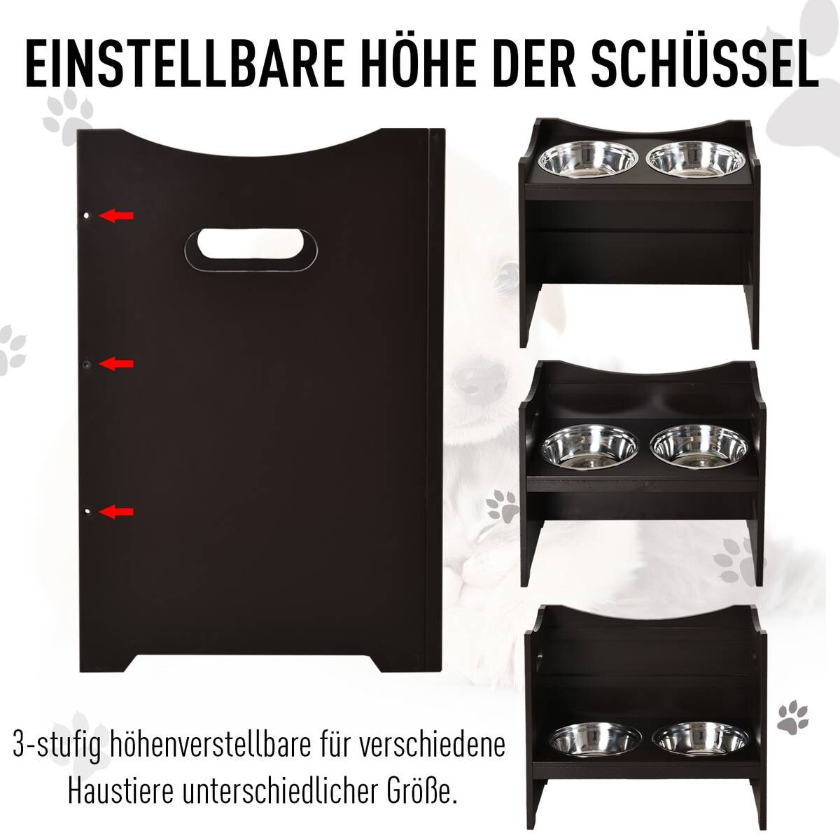 PawHut Futterstation dunkelbraun MDF B/H/T: ca. 54x47x32 cm