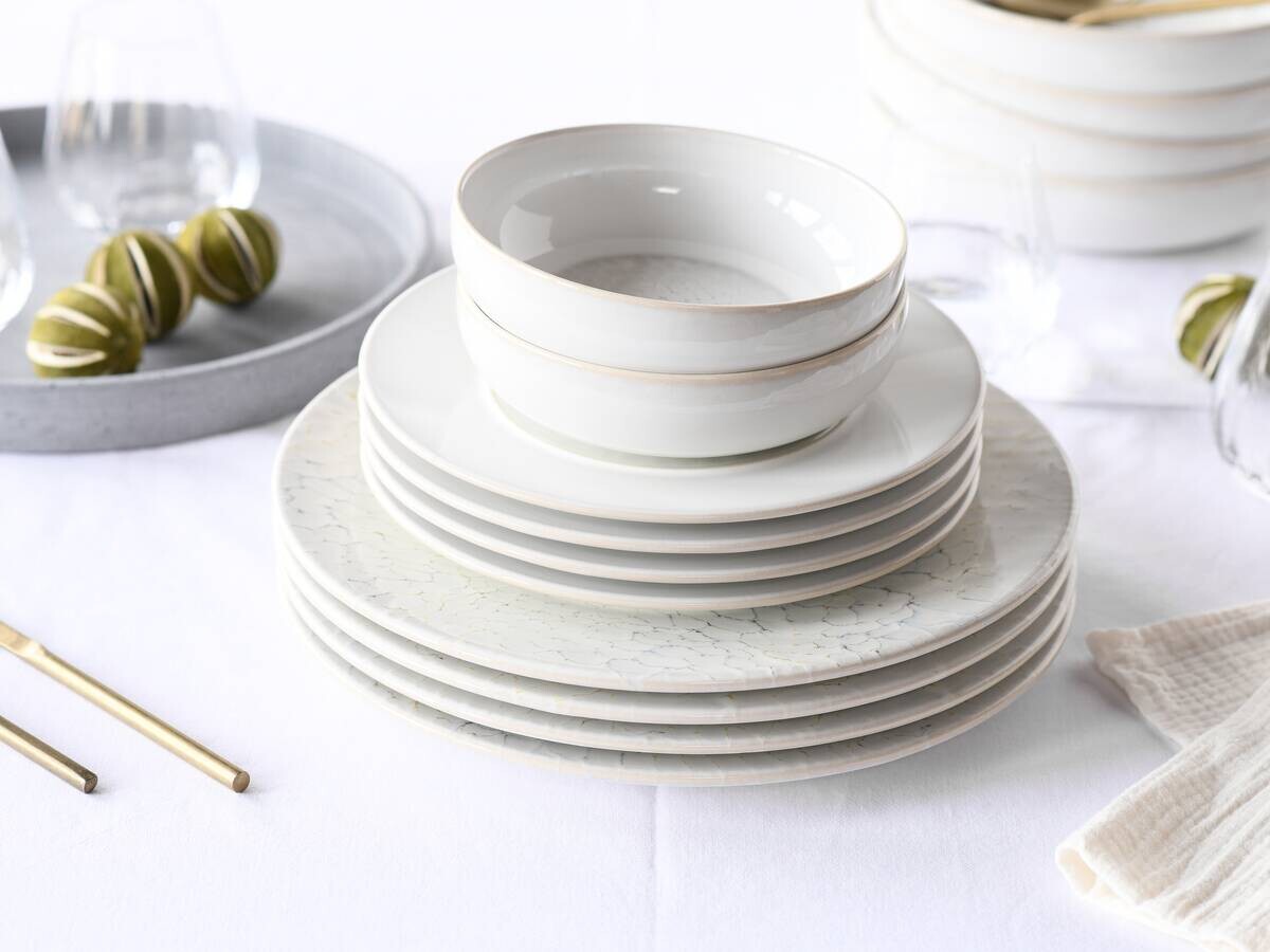 CreaTable Tafelservice Unico Toscania offwhite Steinzeug 16 tlg.
