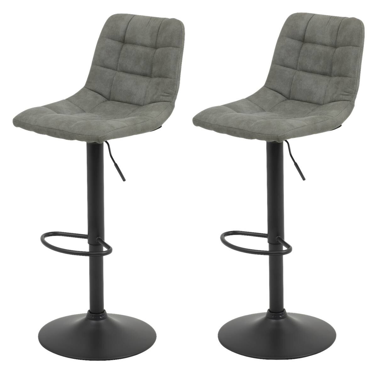 Barhocker Yvonne 2er Set grau Vintage Microfaser B/H/T: ca. 43x113x44 cm