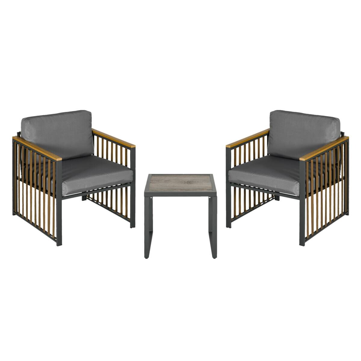 Outsunny Sitzgruppe grau Polyrattan B/H/L: ca. 68x66x68 cm