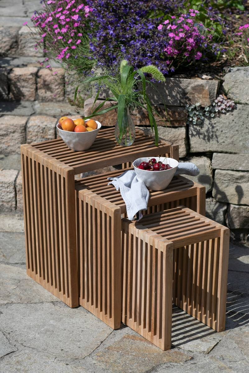 deVries Beistelltisch Woodie hellbraun Teakholz B/H/T: ca. 45x50x30 cm