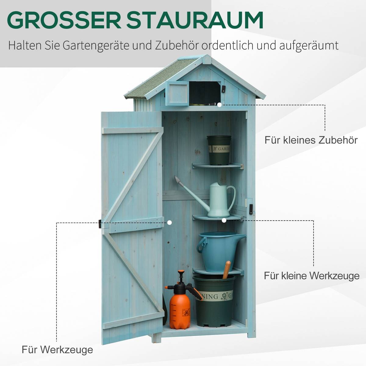 Outsunny Gartenhaus hellblau B/H/L: ca. 54x179x77 cm