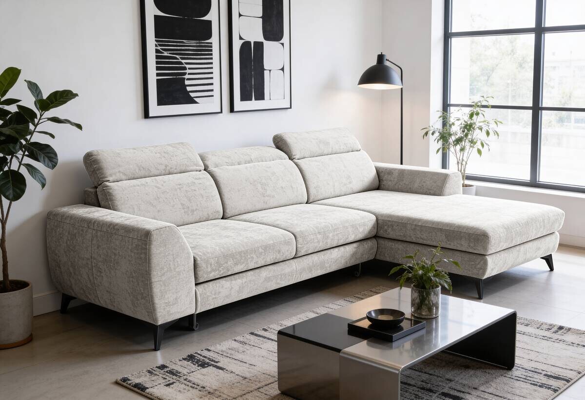Ecksofa mit Bettfunktion und Bettkasten leinen Microfaser B/T: ca. 264x191 cm