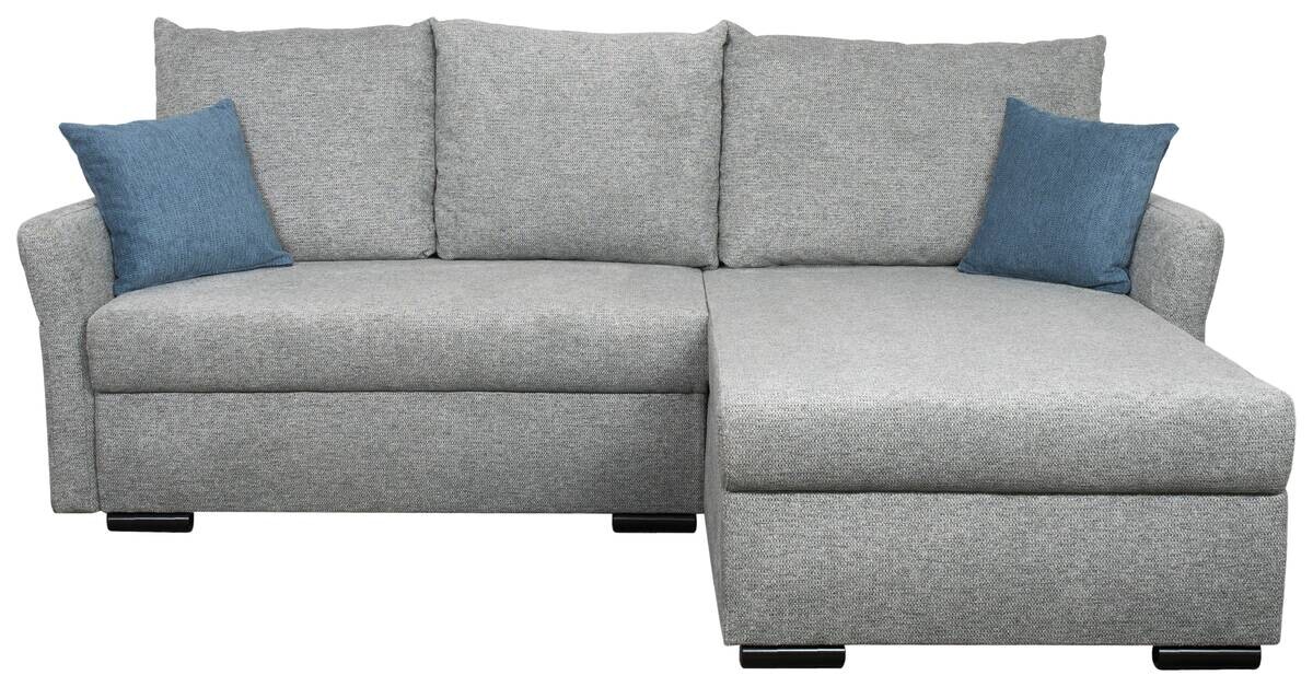 Ecksofa mit Bettfunktion und Bettkasten grau Webstoff B/H/T: ca. 218x90x168 cm