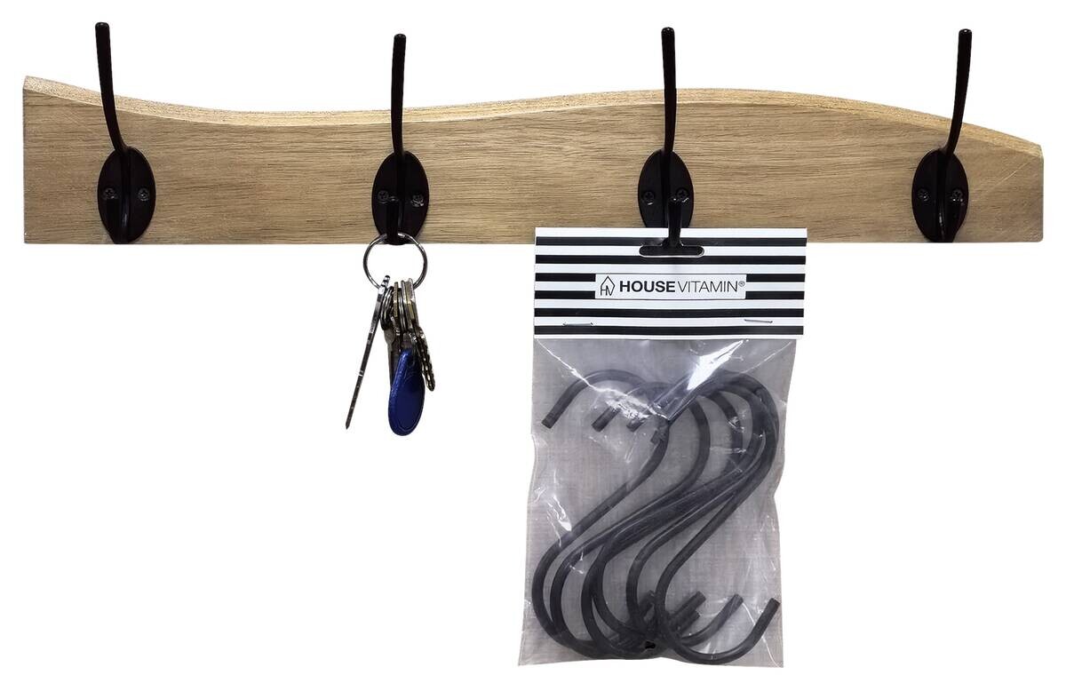 Wandgarderobe Bea braun schwarz B/H/T: ca. 45x10x8 cm