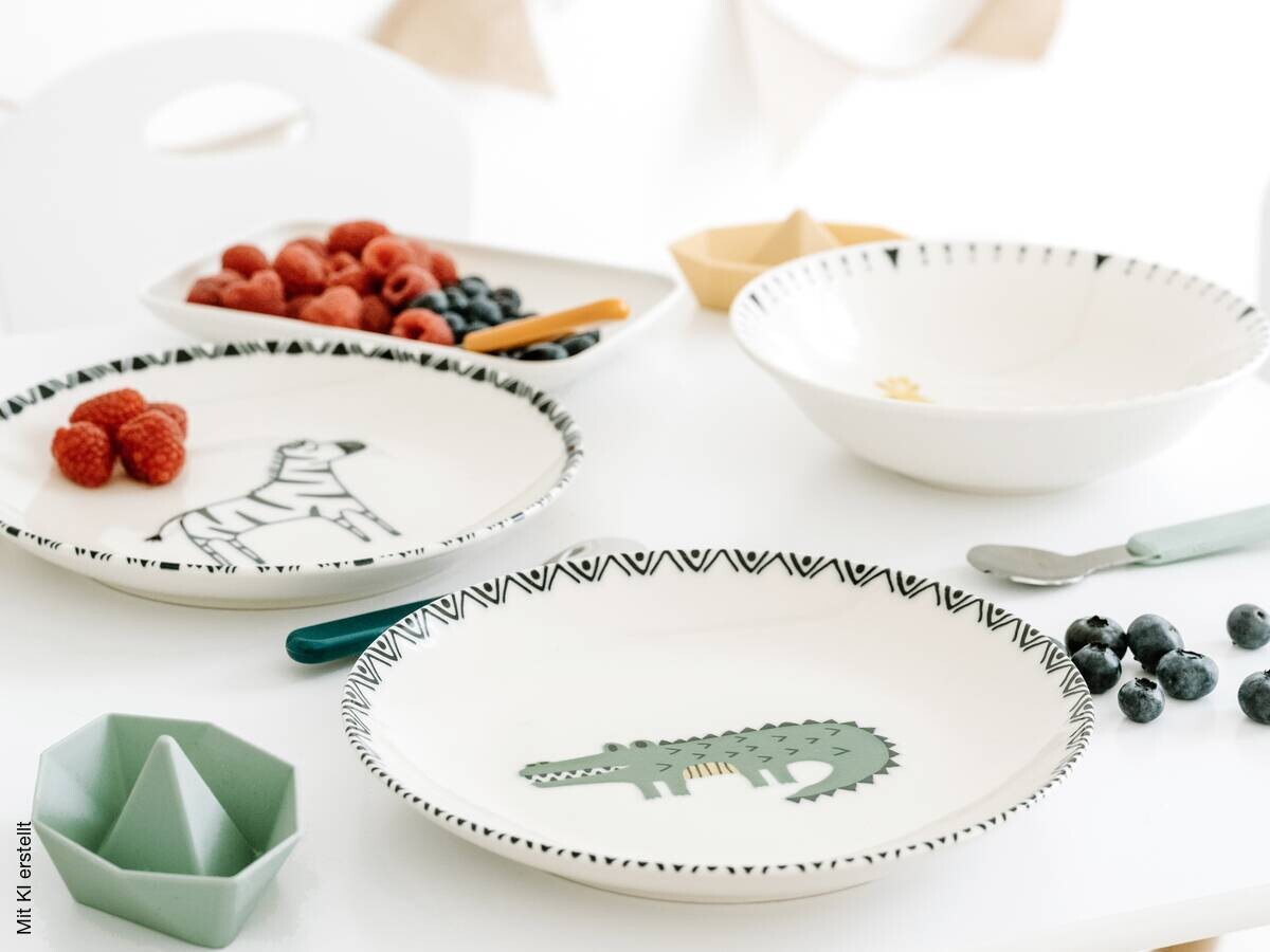 CreaTable Tellerset Safari mehrfarbig Steinzeug D: ca. 21 cm