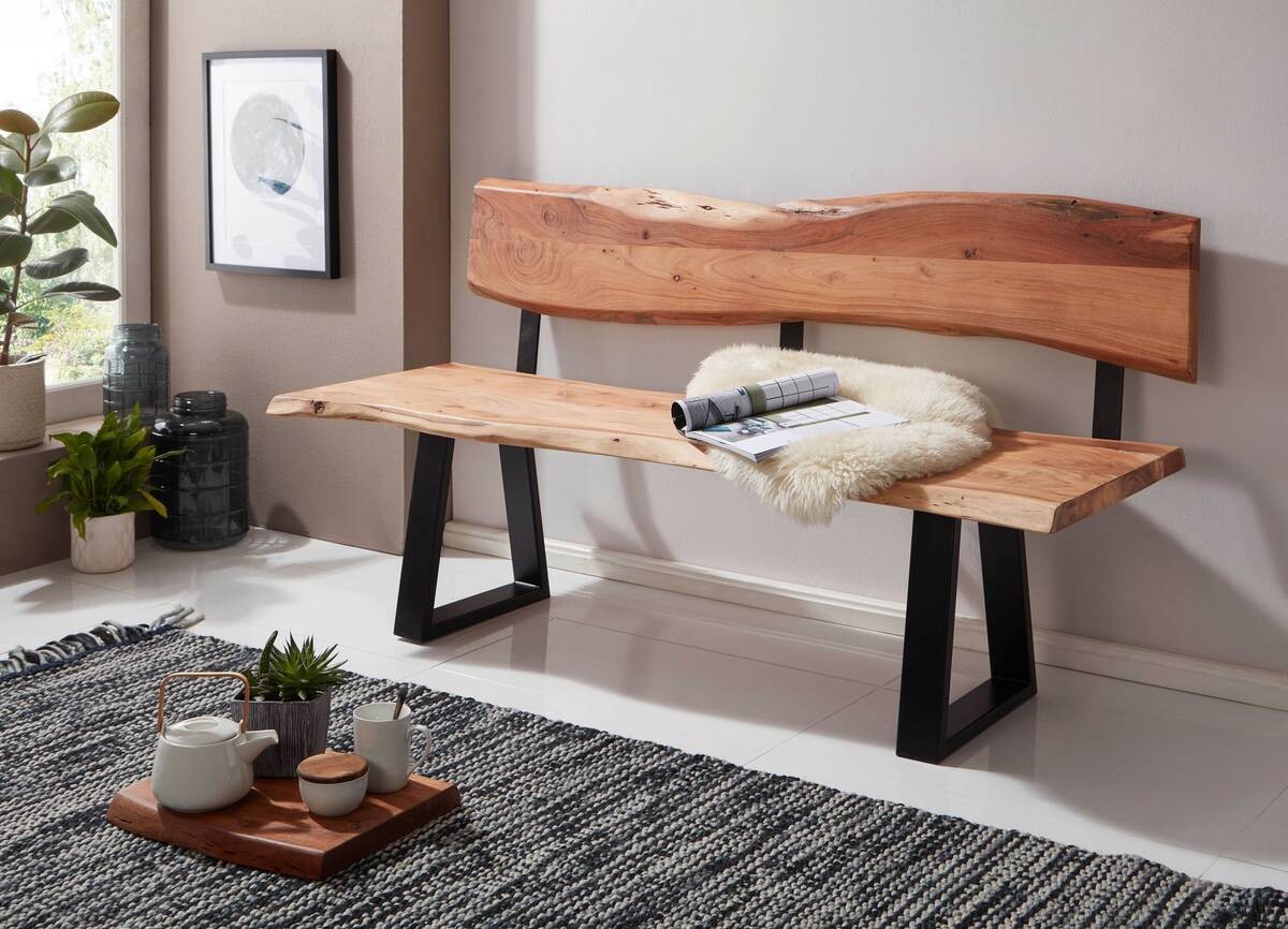 Sitzbank natur schwarz B/H/T: ca. 180x85,5x60 cm