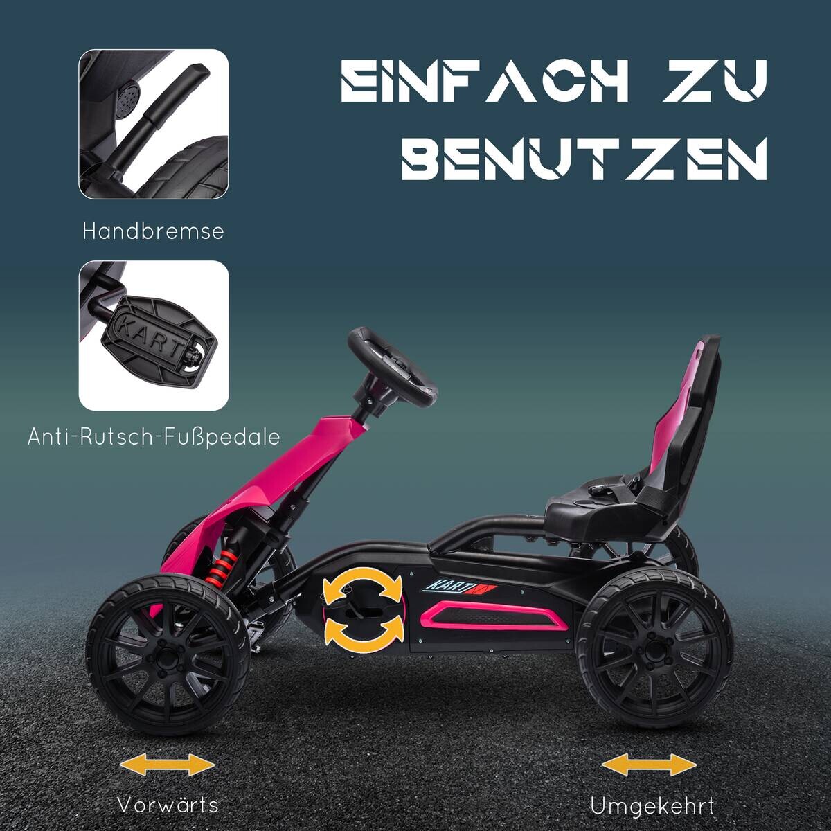 HOMCOM Go-Kart rosa B/H/L: ca. 58x58,5x100 cm