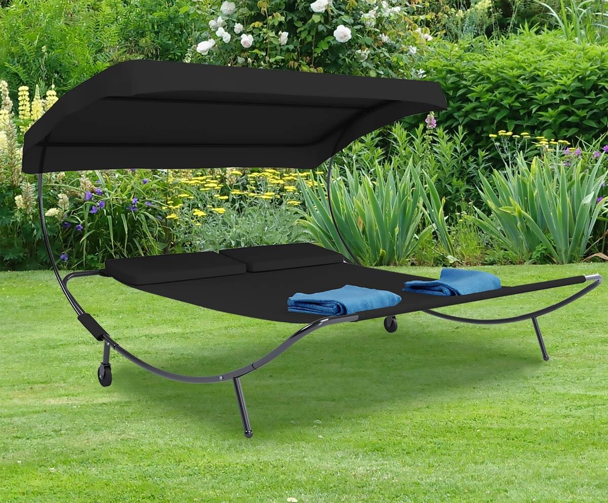 VCM Doppelliege Bindox schwarz Kunststoff B/H/T: ca. 130x137x200 cm