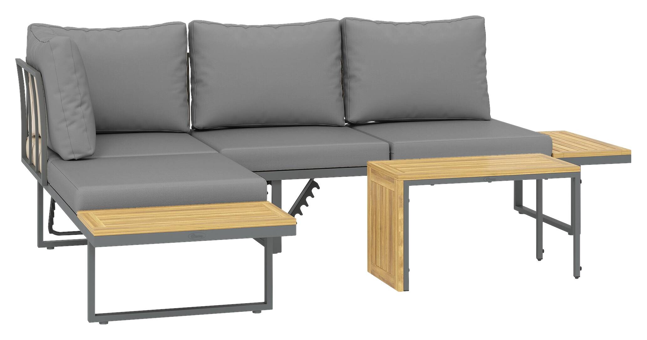 Outsunny Gartenmöbel-Set hellgrau Alteiche B/H/L: ca. 65x70x175 cm