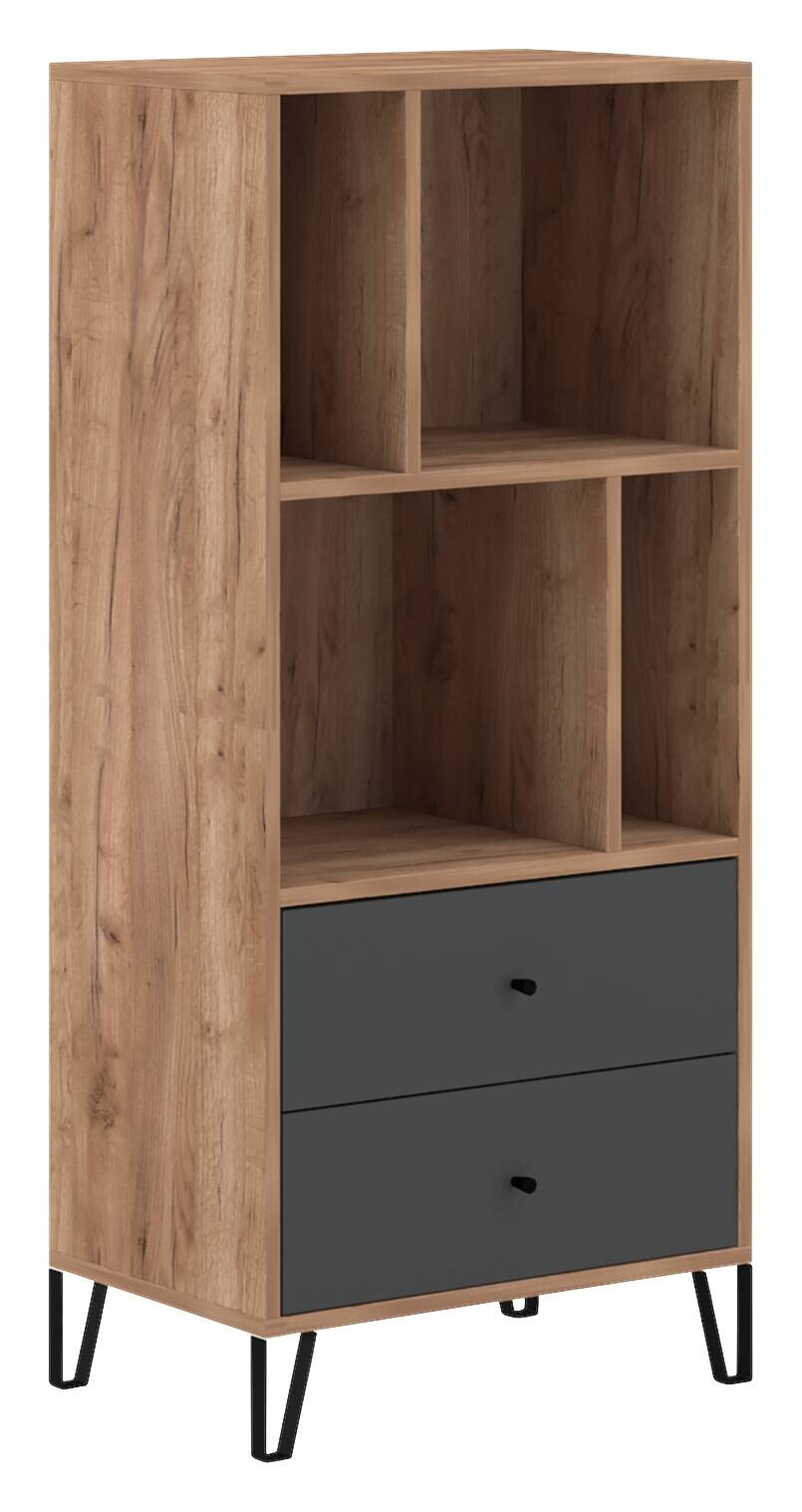 Regal BILBAO Eiche Tabak Nachbildung anthrazit B/H/T: ca. 63,4x135,2x40 cm