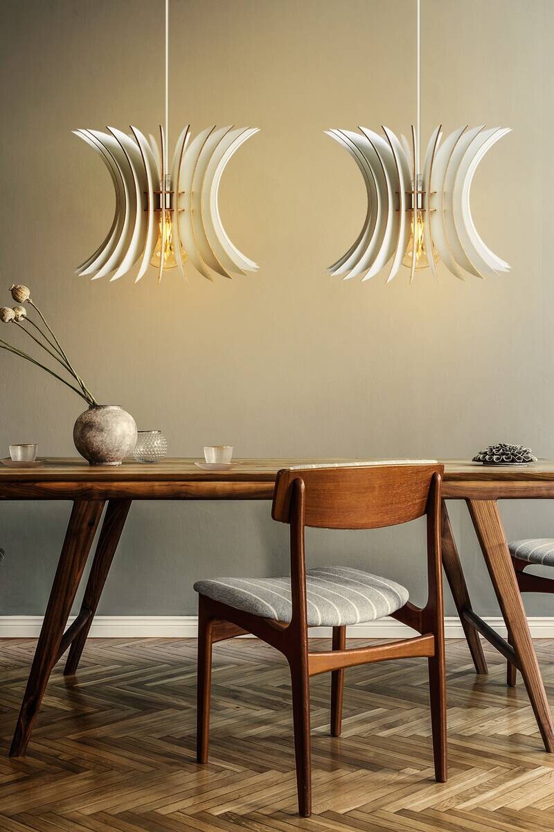 Opviq Pendelleuchte weiß MDF B/H/T/L/D: ca. 26,5x55x26,5x26,5x26,5 cm E27 2 Brennstellen